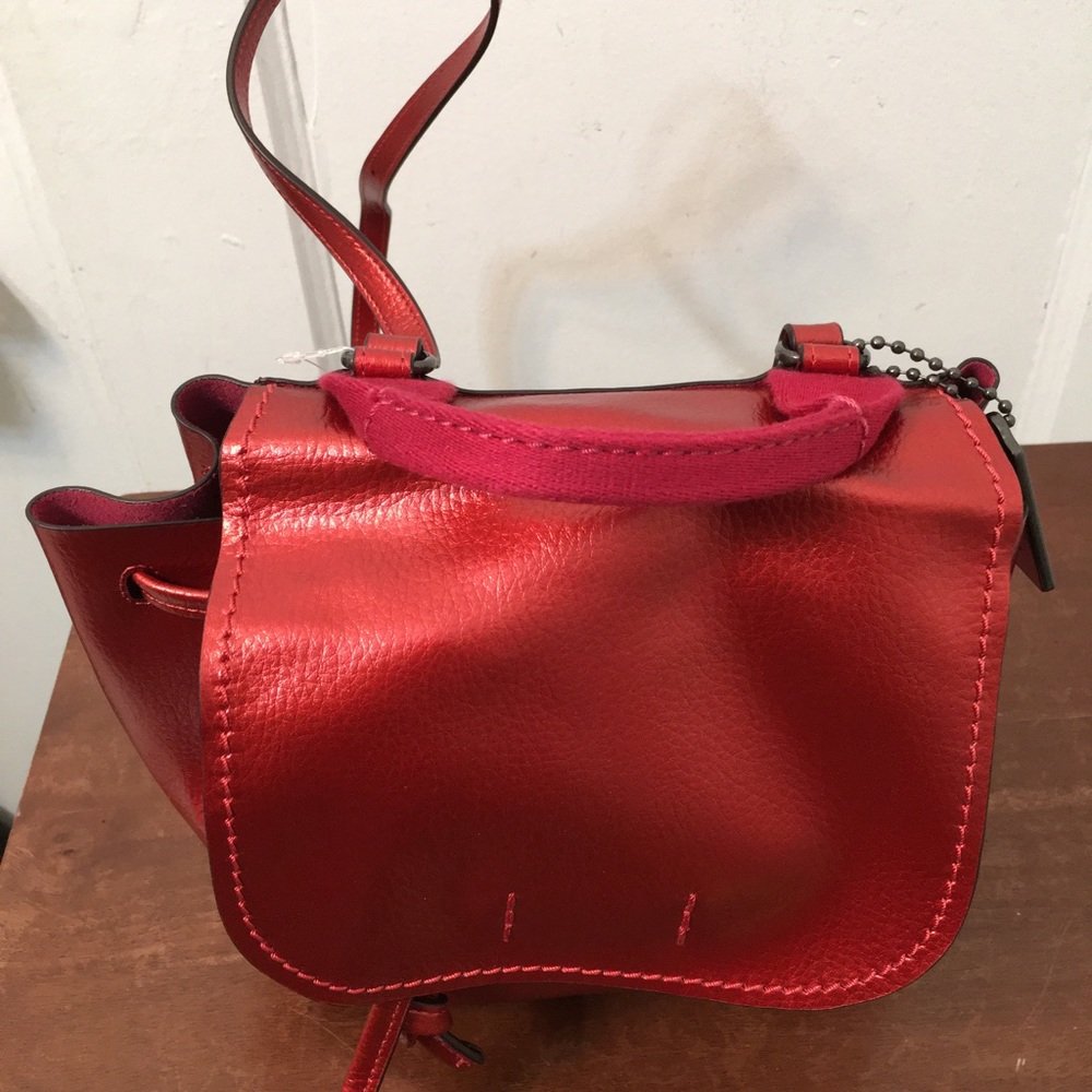 Coach Red Metallic Derby Backpack Pebble Leather Brand new with tag . - Picture 9 of 15